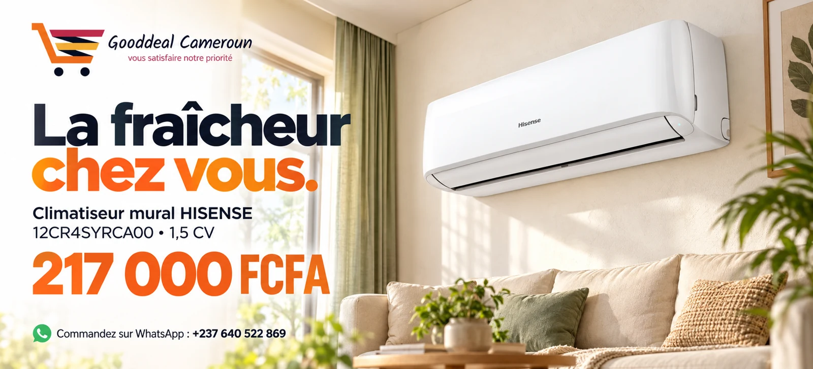 Gooddeal Cameroun, Climatiseur HISENSE, 217 000 FCFA