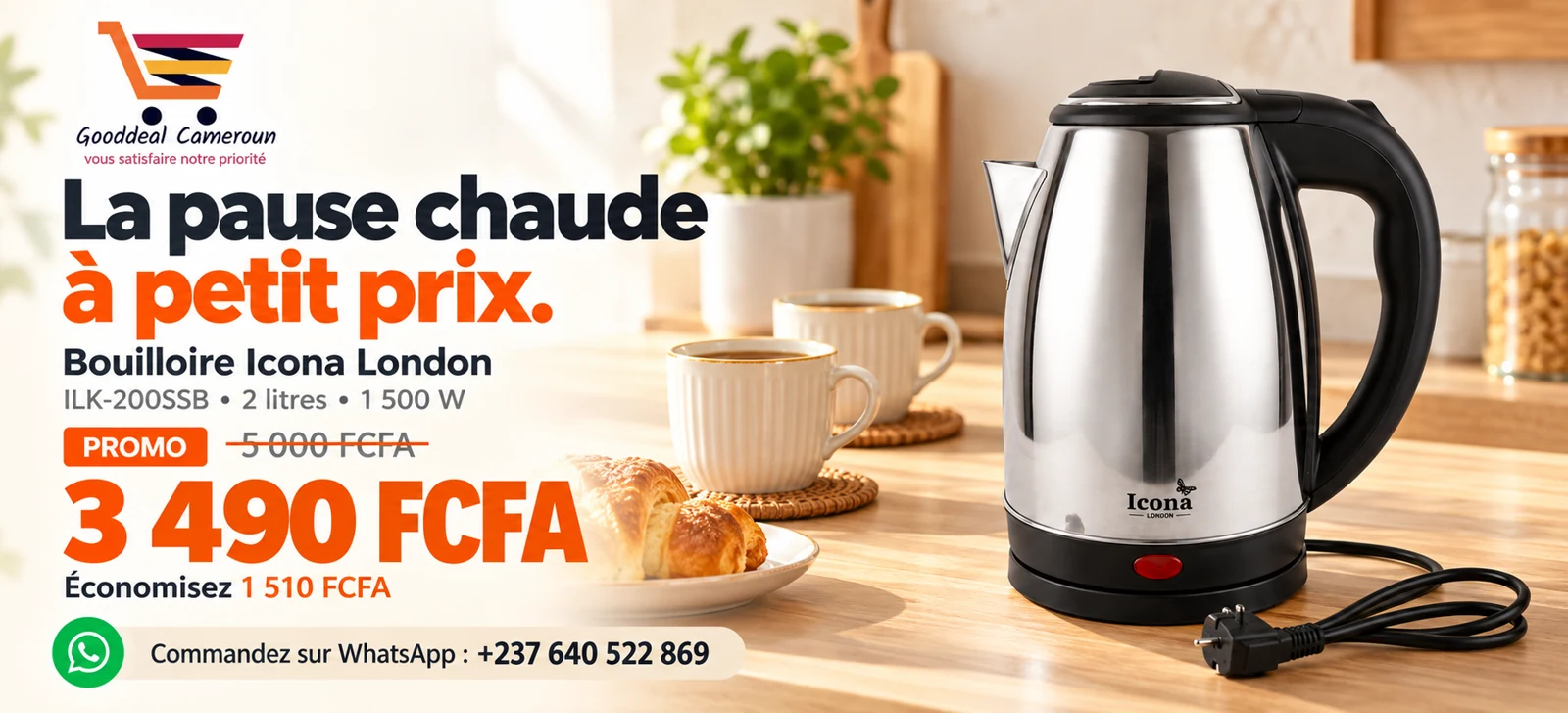 Gooddeal Cameroun, Bouilloire ICONA, 3 490 FCFA