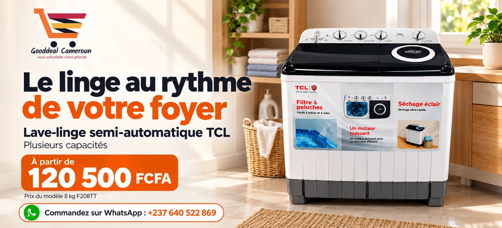 Gooddeal Cameroun, Machines à laver TCL, à partir de 120 500 FCFA