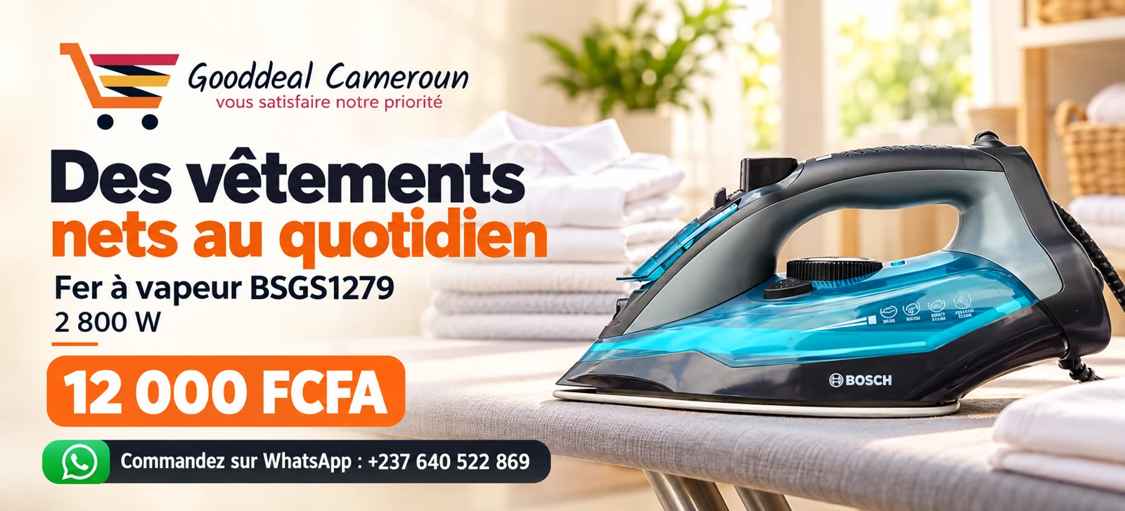 Gooddeal Cameroun, Fer à repasser BSGS1279, 12 000 FCFA