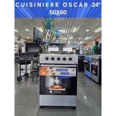 Cuisinière à Gaz Oscar – 4 foyers – 50×60 cm – Allumage automatique Gris Garantie : 03 mois