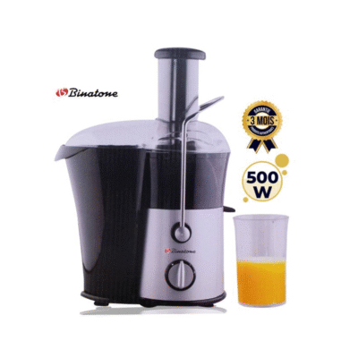 Extracteur de jus centrifuge Binatone - JE-580 - 500W - 65mm - 02 Vitesses + Pulse - Noir