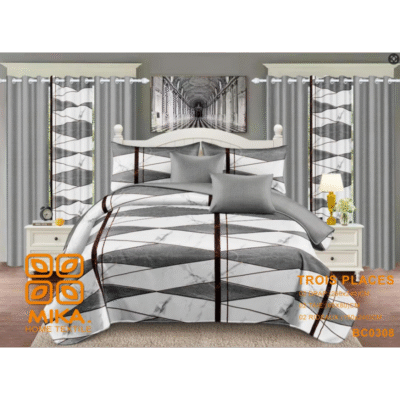 Draps + Taie + Rideaux 03 places_BC0308_Argent - Coton