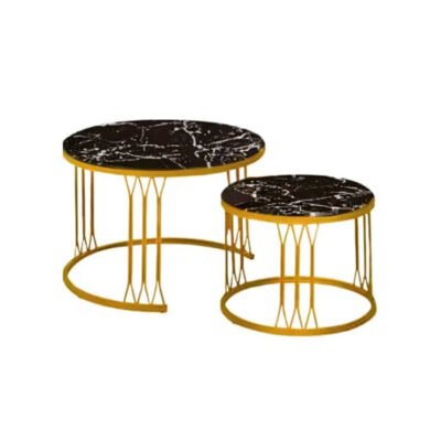 Table basse en marbre 2 en 1 – Cadre en acier inoxydable