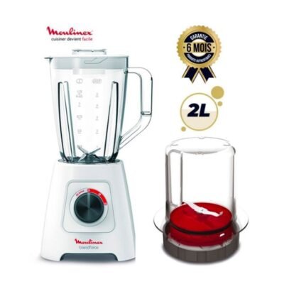 blendeur---moulinex-blendforce---lm422125---600-w---2-vitesses-plus-impulsion---cruche-plastique-2l-_-1-bol-a-sec---blanc---garantie-6-mo BLENDEUR - MOULINEX BLENDFORCE - LM422125 - 600 W - 2 Vitesses plus impulsion - Cruche plastique 2L + 1 bol a sec - Blanc