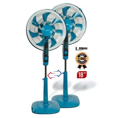 lot_de_2_ventilateurs_sur_pied_longson Ventilateurs sur pied LONGSON 18 Pouces - LS‑TJ0072 - Moteur haute qualité - Oscillation grand angle - Minuterie 60 min - Bleu - Garantie