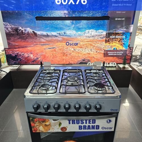 Cuisinière à Gaz OSCAR 05 foyers - Grand four 60x76cm Gris Garantie